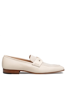 Bone Saona Calf/Linen Men's Sophisticated Slip On | Mezlan Slip Ons Collection | Sam's Tailoring Fine Men's Clothing