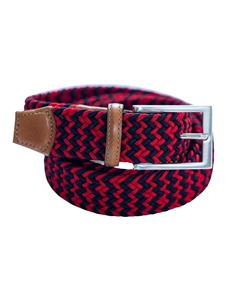Red & Navy Game Day Italian Woven Stretch Belt | Torino Leather Resort Casual Belts Collection | Sam's Tailoring Fine Men's Clothing