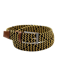 Black & Yellow Game Day Italian Woven Stretch Belt | Torino Leather Resort Casual Belts Collection | Sam's Tailoring Fine Men's Clothing