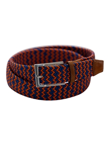 Orange & Blue Game Day Italian Woven Stretch Belt | Torino Leather Resort Casual Belts Collection | Sam's Tailoring Fine Men's Clothing
