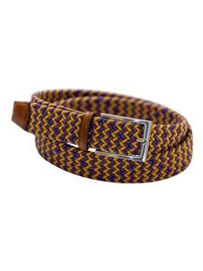 Purple & Gold Game Day Italian Woven Stretch Belt | Torino Leather Resort Casual Belts Collection | Sam's Tailoring Fine Men's Clothing