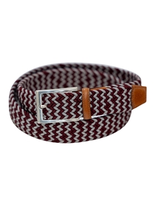 Maroon & Grey Game Day Italian Woven Stretch Belt | Torino Leather Resort Casual Belts Collection | Sam's Tailoring Fine Men's Clothing