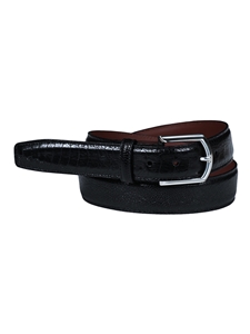 Black Genuine Ostrich Leg Leather Men'S Belt | Torino Leather Dress Casual Belts Collection | Sam's Tailoring Fine Men's Clothing