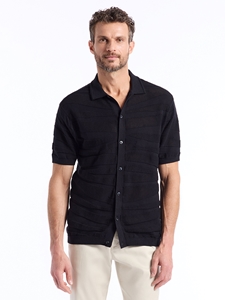 Black Zebra Print Penlyn Short Sleeve Men Sweater | Robert Graham Sweaters Collection | Sam's Tailoring Fine Men's Clothing