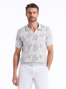 Light Grey Geometric Marcross Short Sleeve Sweater | Robert Graham Sweaters Collection | Sam's Tailoring Fine Men's Clothing