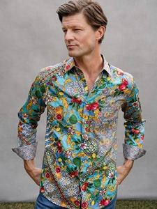 Multi Northumbria Long Sleeve Button Down Men's Shirt | Robert Graham Long Sleeve Shirts Collection | Sam's Tailoring Fine Men's Clothing