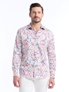 Multi Hoxton Long Sleeve Button Down Men's Shirt | Robert Graham Long Sleeve Shirts Collection | Sam's Tailoring Fine Men's Clothing