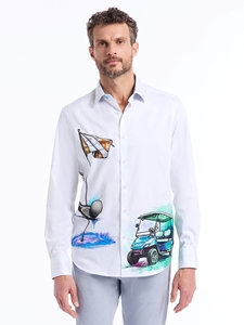 White Genesis Long Sleeve Button Down Men's Shirt | Robert Graham Long Sleeve Shirts Collection | Sam's Tailoring Fine Men's Clothing
