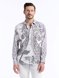Grey The Rg Ekb Limited Edition Button Down Men Shirt | Robert Graham Long Sleeve Shirts Collection | Sam's Tailoring Fine Men's Clothing