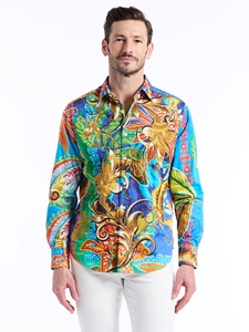 Multi Bars In Bloom Limited Edition Button Down Shirt | Robert Graham Long Sleeve Shirts Collection | Sam's Tailoring Fine Men's Clothing