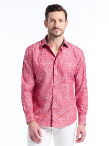 Red Hudson Long Sleeve Button Down Men's Shirt | Robert Graham Long Sleeve Shirts Collection | Sam's Tailoring Fine Men's Clothing
