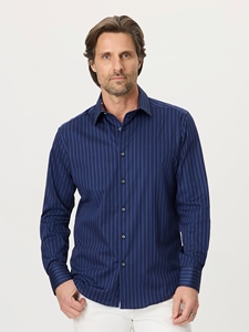 Navy Quiet Glory Long Sleeve Button Down Shirt  | Robert Graham Long Sleeves Shirts Collection | Sam's Tailoring Fine Men's Clothing