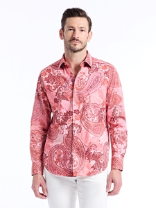 Coral Cabrillo Long Sleeve Button Down Men's Shirt  | Robert Graham Long Sleeves Shirts Collection | Sam's Tailoring Fine Men's Clothing