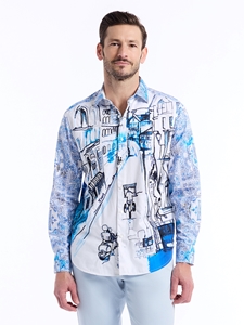 Blue Crowther City Limited Edition Button Down Men's Shirt  | Robert Graham Long Sleeves Shirts Collection | Sam's Tailoring Fine Men's Clothing