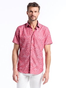 Red Hudson Short Sleeve Button Down Men's Shirt | Robert Graham Short Sleeves Shirts Collection | Sam's Tailoring Fine Men's Tailoring