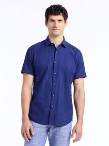 Navy Hudson Short Sleeve Button Down Men's Shirt | Robert Graham Short Sleeves Shirts Collection | Sam's Tailoring Fine Men's Tailoring
