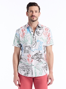 Multi Aristotle Short Sleeve Button Down Men's Shirt | Robert Graham Short Sleeves Shirts Collection | Sam's Tailoring Fine Men's Tailoring
