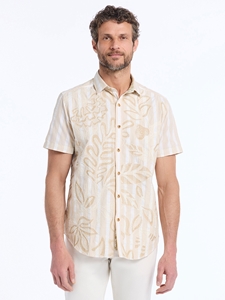 Tan Desert Leaves Limited Edition Short Sleeve Men's Shirt | Robert Graham Short Sleeves Shirts Collection | Sam's Tailoring Fine Men's Tailoring