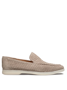 Taupe Sanlucar Woven Suede Men's Moccasin | Mezlan Slip Ons Collection | Sam's Tailoring Fine Men's Clothing