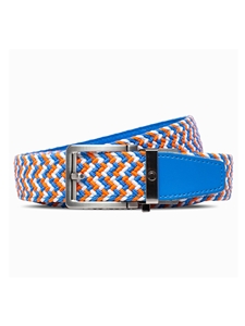 Braided Blue & Orange 1.38" [35Mm] Golf Ratchet Belt | NexBelt Golf Belts Collection | Sam's Tailoring Fine Men's Clothing