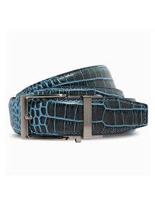 Kayiman Grey & Turquoise Luxury 1.575" Strap [40Mm] Dress Ratchet Belt | NexBelt Dress Belts | Sam's Tailoring Fine Men's Clothing