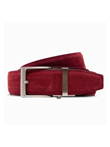 The Bordeaux Standard Suede Maroon Leather 1.575" Strap [40Mm] Dress Belt | NexBelt Rowland Thomas Series Belts | Sam's Tailoring Fine Men's Clothing