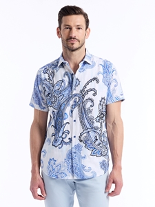 Blue Spenser Short Sleeve Button Down Men's Shirt | Robert Graham Short Sleeves Shirts Collection | Sam's Tailoring Fine Men Clothing