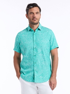 Mint Hudson Short Sleeve Button Down Men's Shirt | Robert Graham Short Sleeves Shirts Collection | Sam's Tailoring Fine Men Clothing