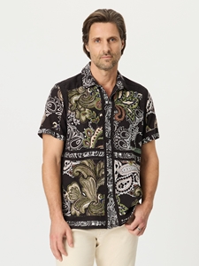 Black Gotham Short Sleeve Button Down Men's Shirt | Robert Graham Short Sleeves Shirts Collection | Sam's Tailoring Fine Men Clothing