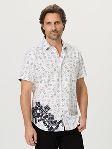 White Stack & Slam Short Sleeve Button Down Men Shirt | Robert Graham Short Sleeves Shirts Collection | Sam's Tailoring Fine Men Clothing