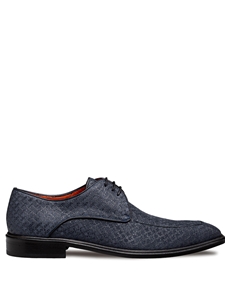 Blue Montage Print Suede Men's Derby Shoe | Mezlan Lace Ups Shoes Collection | Sam's Tailoring Fine Men's Clothing