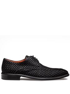 Black Montage Print Suede Men's Derby Shoe | Mezlan Lace Ups Shoes Collection | Sam's Tailoring Fine Men's Clothing
