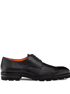 Black Aspen Pebbled Leather Men's Derby Shoe | Mezlan Lace Ups Shoes Collection | Sam's Tailoring Fine Men's Clothing