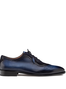 Blue/Navy Eagle Calf/Suede Men's Oxford Shoe | Mezlan Lace Ups Shoes Collection | Sam's Tailoring Fine Men's Clothing