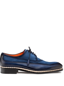 Navy/Jeans Summit Calf/Suede Lace Up Men's Shoe | Mezlan Lace Ups Shoes Collection | Sam's Tailoring Fine Men's Clothing