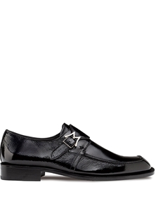 Black Afton Textured Shiny Calf Monk Strap Shoe | Mezlan Monk Strap Shoes Collection | Sam's Tailoring Fine Men's Clothing