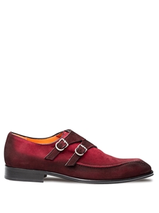 Wine Cascade Suede Double Monk Strap Men Shoe | Mezlan Monk Strap Shoes Collection | Sam's Tailoring Fine Men's Clothing
