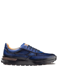 Medium Blue/Jeans Arkley Calf/Ostrich Paw Sneaker | Mezlan Casual Shoes Collection | Sam's Tailoring Fine Men's Clothing