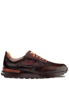 Dark Brown Arkley Calf/Ostrich Paw Men's Sneaker | Mezlan Casual Shoes Collection | Sam's Tailoring Fine Men's Clothing