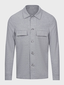 Light Grey Wool Jersey D-Constructed Men'S Shirt Jacket | Emanuel Berg Jackets Collection | Sam's Tailoring Fine Men Clothing