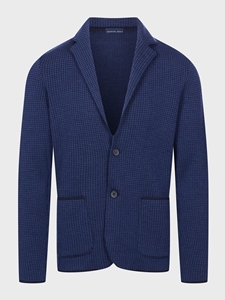 Navy With Two Buttons Premium Houndstooth Men'S Swacket  | Emanuel Berg Swackets Collection | Sam's Tailoring Fine Men Clothing