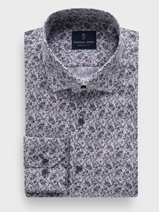 Red Printed Poplin Stretch Sport Luxury Men'S Dress Shirt | Emanuel Berg Business Shirts Collection | Sam's Tailoring Fine Men Clothing