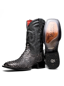 Stone White Genuine Python Skin Men's Cowboy Boot | Western Boots Collection | Sam's Tailoring Fine Men's Clothing