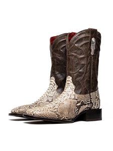 Natural Genuine Python Skin Men's Cowboy Boot | Western Boots Collection | Sam's Tailoring Fine Men's Clothing