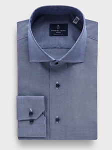 Navy Micro Pattern Cotton Twill Premium Luxury Yoga Dress Shirt | Emanuel Berg Business Shirts Collection | Sam's Tailoring Fine Men Clothing