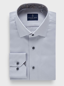 Grey Dobby Twill Sport Luxury Men'S Dress Shirt | Emanuel Berg Business Shirts Collection | Sam's Tailoring Fine Men Clothing