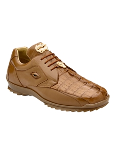 Saddle Caiman Crocodile & Calf Leather Vasco Sneaker | Belvedere Shoes Collection | Sam's Tailoring Fine Mens Clothing