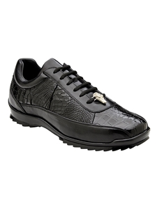 Black Genuine American Alligator Coda Men's Sneaker | Belvedere Causal Shoes Collection | Sam's Tailoring Fine Men's Clothing