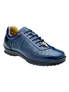 Indigo Blue Genuine American Alligator Coda Men's Sneaker | Belvedere Causal Shoes Collection | Sam's Tailoring Fine Men's Clothing