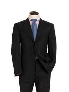 Hickey Freeman Tailored Clothing Navy with White Stripe Suit 001301002 - Suits | Sam's Tailoring Fine Men's Clothing